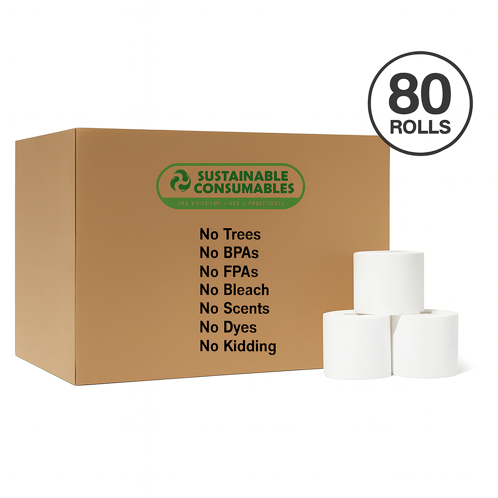 Healthy Bamboo Toilet Paper – 80 Rolls, 3-Ply, 400 Sheets, Bulk for Business, Commercial & Schools