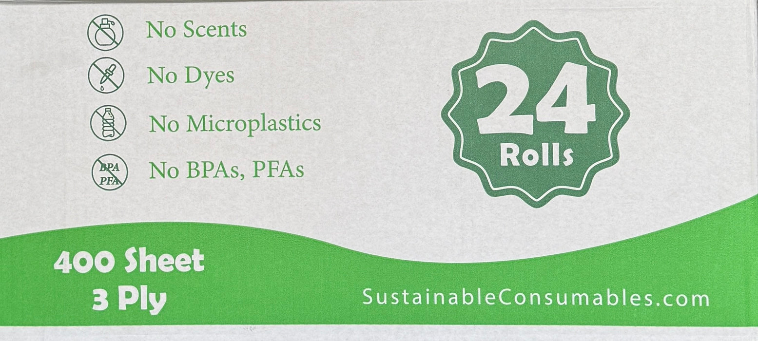 Bamboo Toilet Paper – 24 Rolls, 3-Ply, 400 Sheets, Bulk for Business, Commercial & Schools (Copy) (Copy)