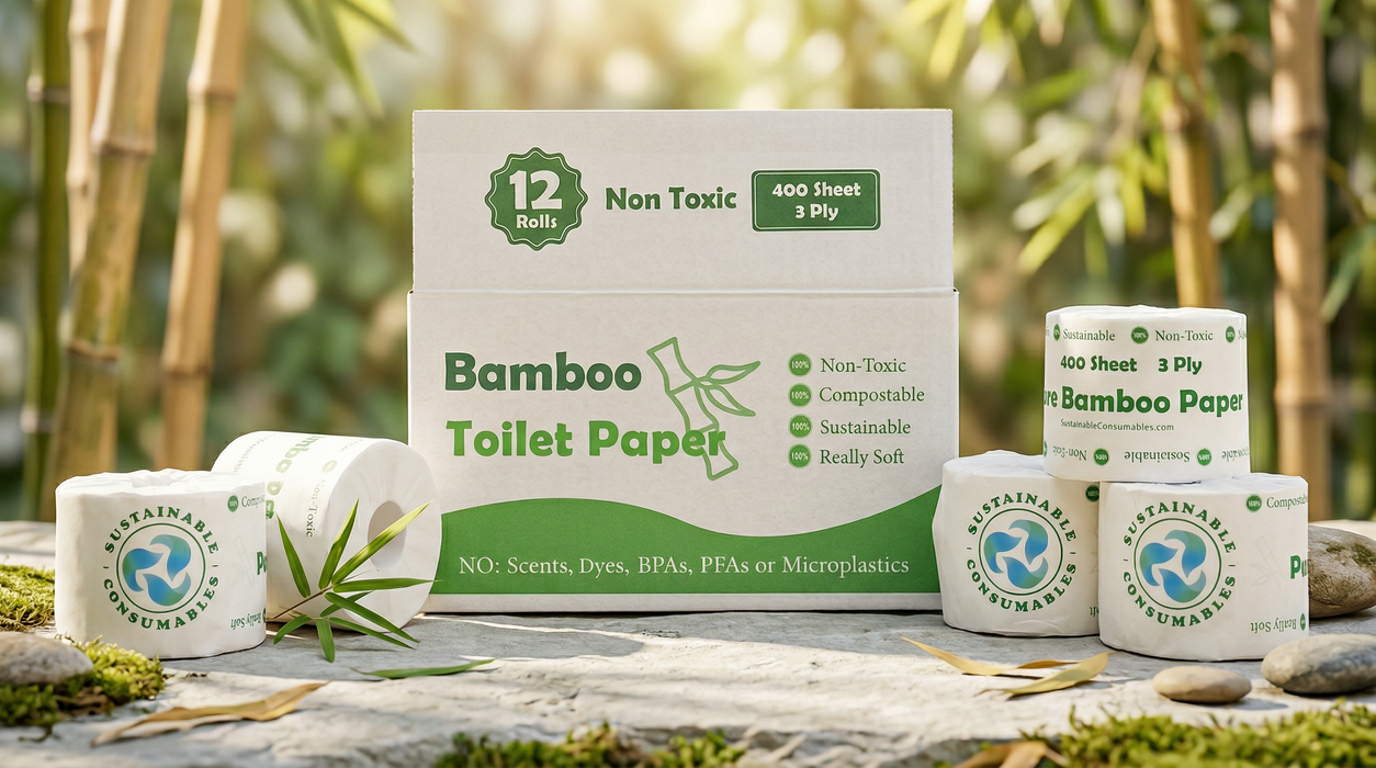 Bamboo Toilet Paper – 12 Rolls, 3-Ply, 400 Sheets, Bulk for Business, Commercial & Schools (Copy)